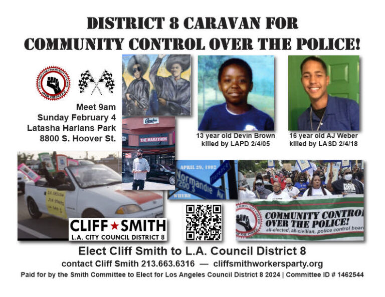 Feb. 4 – Campaign Caravan for Community Control Over the Police!